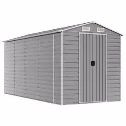 Capanno da Giardino Grigio Chiaro 191x385x198cm Acciaio Zincatocod mxl 98473 - Vista aggiuntiva 2