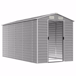 Capanno da Giardino Grigio Chiaro 191x385x198cm Acciaio Zincatocod mxl 98473 - Vista aggiuntiva 3