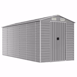 Capanno da Giardino Grigio Chiaro 191x470x198cm Acciaio Zincatocod mxl 74481 - Vista aggiuntiva 2