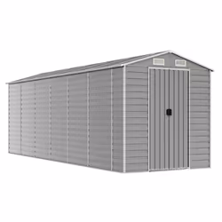 Capanno da Giardino Grigio Chiaro 191x555x198cm Acciaio Zincatocod mxl 98477 - Vista aggiuntiva 2