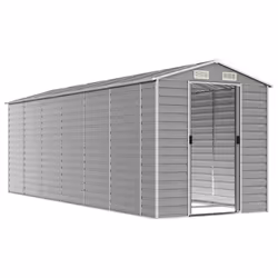 Capanno da Giardino Grigio Chiaro 191x555x198cm Acciaio Zincatocod mxl 98477 - Vista aggiuntiva 3