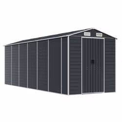 Capanno da Giardino Antracite 191x555x198cm in Acciaio Zincatocod mxl 98476 - Vista aggiuntiva 2