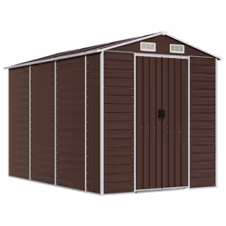 Capanno da Giardino Marrone 191x300x198 cm in Acciaio Zincatocod mxl 98481 - Vista aggiuntiva 2