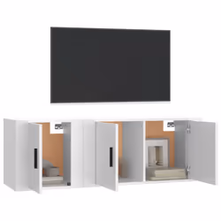 vidaXL Set di Mobili Porta TV 2 pz Bianco in Legno Multistrato - Vista aggiuntiva 3