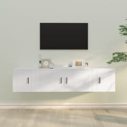 vidaXL Set Mobili Porta TV 3 pz Bianco in Legno Multistrato