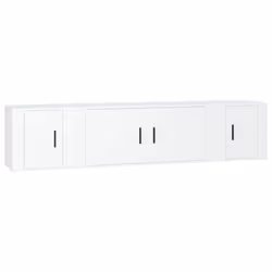 vidaXL Set Mobili Porta TV 3 pz Bianco in Legno Multistrato - Vista aggiuntiva 2