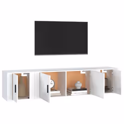 vidaXL Set Mobili Porta TV 3 pz Bianco in Legno Multistrato - Vista aggiuntiva 3