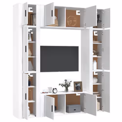 vidaXL Set Mobili Porta TV 8pz Bianco in Legno Multistrato - Vista aggiuntiva 3