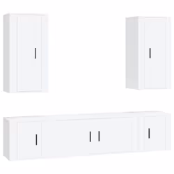 vidaXL Set di Mobili Porta TV 5 pz Bianco in Legno Multistrato - Vista aggiuntiva 2