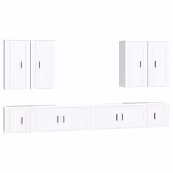 vidaXL Set Mobili Porta TV 8pz Bianco in Legno Multistrato - Vista aggiuntiva 2