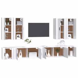 vidaXL Set Mobili Porta TV 8pz Bianco in Legno Multistrato - Vista aggiuntiva 3