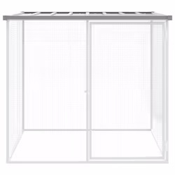 Gabbia Polli Tetto Grigio Chiaro 103x98x90 cm Acciaio Zincatocod mxl 71211 - Vista aggiuntiva 3