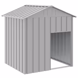 Casetta Cani Tetto Grigio Chiaro 117x103x123 cm Acciaio Zincatocod mxl 70367 - Vista aggiuntiva 2