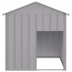 Casetta Cani Tetto Grigio Chiaro 117x103x123 cm Acciaio Zincatocod mxl 70367 - Vista aggiuntiva 3