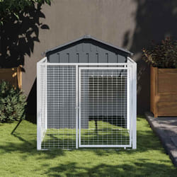 Casetta Cani con Corsa Antracite 117x201x123 cm Acciaio Zincatocod mxl 94317