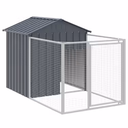Casetta Cani con Corsa Antracite 117x201x123 cm Acciaio Zincatocod mxl 94317 - Vista aggiuntiva 2
