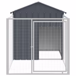 Casetta Cani con Corsa Antracite 117x201x123 cm Acciaio Zincatocod mxl 94317 - Vista aggiuntiva 3