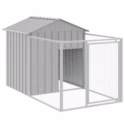 Casetta Cani Corsa Grigio Chiaro 117x201x123 cm Acciaio Zincatocod mxl 78641 - Vista aggiuntiva 2