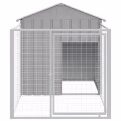 Casetta Cani Corsa Grigio Chiaro 117x201x123 cm Acciaio Zincatocod mxl 78641 - Vista aggiuntiva 3