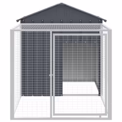Pollaio con Area Corsa Antracite 117x201x123 cm Acciaio Zincatocod mxl 94319 - Vista aggiuntiva 3