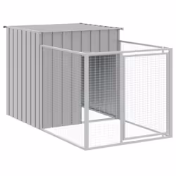 Casetta Cani Corsa Grigio Chiaro 110x201x110 cm Acciaio Zincatocod mxl 102585 - Vista aggiuntiva 2