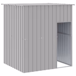 Casetta Cani Tetto Grigio Chiaro 165x153x181 cm Acciaio Zincatocod mxl 94458 - Vista aggiuntiva 2