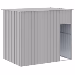 Casetta Cani Tetto Grigio Chiaro 214x153x181 cm Acciaio Zincatocod mxl 94349 - Vista aggiuntiva 2