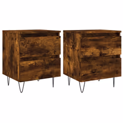 Comodini 2pz Rovere Fumo 40x35x50 cm in Legno Multistratocod mxl 80636 - Vista aggiuntiva 2