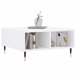 Tavolino da Salotto Bianco Lucido 60x60x30 cm Legno Multistratocod mxl 128045 - Vista aggiuntiva 3