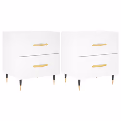 vidaXL Comodini 2 pz Bianchi 40x35x47,5 cm in Legno Multistrato - Vista aggiuntiva 2