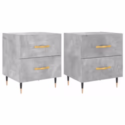 Comodini 2 pz Grigio Cemento 40x35x47,5 cm in Legno Multistratocod mxl 103752 - Vista aggiuntiva 2