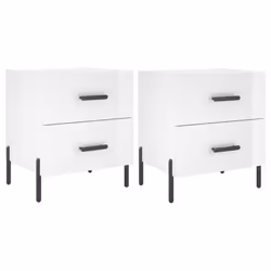 Comodini 2 pz Bianco Lucido 40x35x47,5 cm in Legno Multistratocod mxl 127761 - Vista aggiuntiva 2