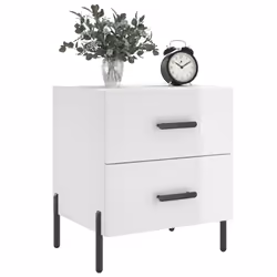 Comodini 2 pz Bianco Lucido 40x35x47,5 cm in Legno Multistratocod mxl 127761 - Vista aggiuntiva 3