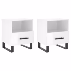 Comodini 2 pz Bianco Lucido 40x35x47,5 cm in Legno Multistratocod mxl 103747 - Vista aggiuntiva 2