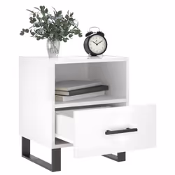 Comodini 2 pz Bianco Lucido 40x35x47,5 cm in Legno Multistratocod mxl 103747 - Vista aggiuntiva 3