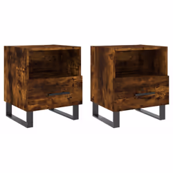 Comodini 2 pz Rovere Fumo 40x35x47,5 cm in Legno Multistratocod mxl 80552 - Vista aggiuntiva 2