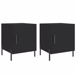vidaXL Comodini 2 pz Neri 40x40x50 cm in Legno Multistrato - Vista aggiuntiva 2