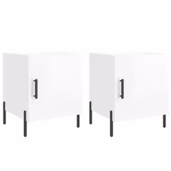 Comodini 2 pz Bianco Lucido 40x40x50 cm in Legno Multistratocod mxl 103685 - Vista aggiuntiva 2
