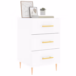 vidaXL Comodino Bianco 40x40x66 cm in Legno Multistrato - Vista aggiuntiva 3