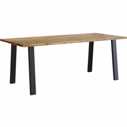 Questo tavolo da pranzo, con un piano in legno massello di acacia e gambe stabili in metallo, è un ottimo complemento alla vo ...