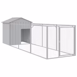 Casetta Cani Tetto Grigio Chiaro 117x405x123 cm Acciaio Zincatocod mxl 117720 - Vista aggiuntiva 2