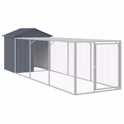 Pollaio con Area Corsa Antracite 117x405x123 cm Acciaio Zincatocod mxl 69912 - Vista aggiuntiva 2