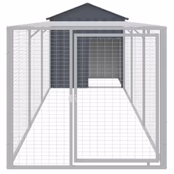 Pollaio con Area Corsa Antracite 117x405x123 cm Acciaio Zincatocod mxl 69912 - Vista aggiuntiva 3