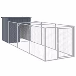 Casetta Cani con Corsa Antracite 110x405x110 cm Acciaio Zincatocod mxl 117722 - Vista aggiuntiva 2
