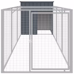 Casetta Cani con Corsa Antracite 110x405x110 cm Acciaio Zincatocod mxl 117722 - Vista aggiuntiva 3