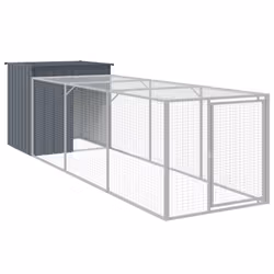 Pollaio con Area Corsa Antracite 110x405x110 cm Acciaio Zincatocod mxl 93806 - Vista aggiuntiva 2