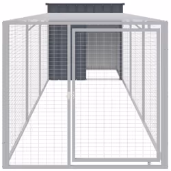 Pollaio con Area Corsa Antracite 110x405x110 cm Acciaio Zincatocod mxl 93806 - Vista aggiuntiva 3