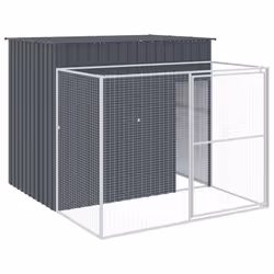 Casetta Cani con Corsa Antracite 214x253x181 cm Acciaio Zincatocod mxl 69935 - Vista aggiuntiva 2