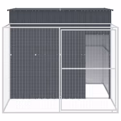 Casetta Cani con Corsa Antracite 214x253x181 cm Acciaio Zincatocod mxl 69935 - Vista aggiuntiva 3