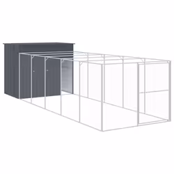 Casetta Cani con Corsa Antracite 214x661x181 cm Acciaio Zincatocod mxl 117857 - Vista aggiuntiva 2
